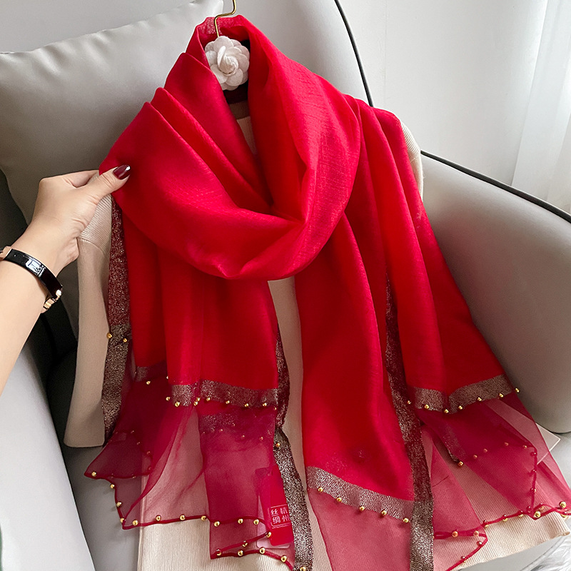 Sciarpa in seta da donna scialle in seta di gelso con filo oro_voghion.com