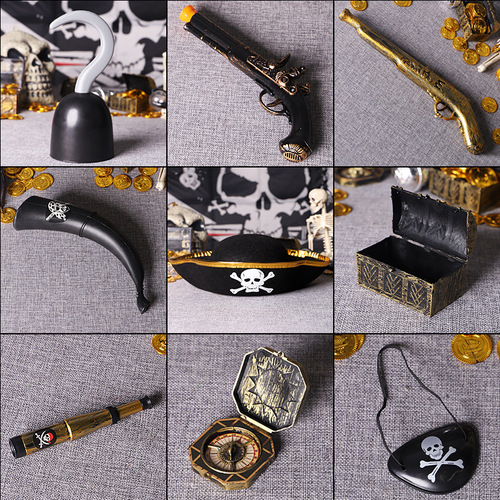 Halloween props Pirates of the Caribbean accessories pirate hat telescope eye mask mask horn compass toy set