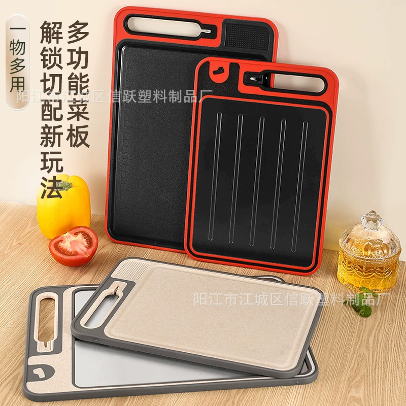 Пятно многофункциональная размороженная доска для посуды Двусторонняя доска для посуды из алюминиевого сплава с точильным ножом для измельчения чеснока