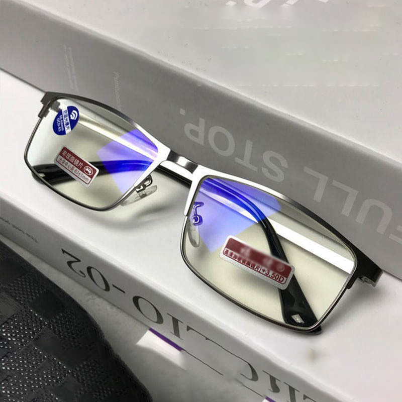 2026 New High-End Anti-Blue Light Reading Glasses for Men, Middle-Aged and Elderly, Anti-Radiation Metal Frame Glasses for Reading and Watching Mobile Phones