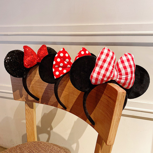 Adorable Mickey and Minnie Headband with Sparkling Butterfly Bow Hair Accessory for Adults and Children