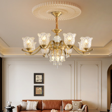 法式客厅护眼吊灯复古轻奢高端大气餐厅全铜氛围感水晶大厅灯413L
