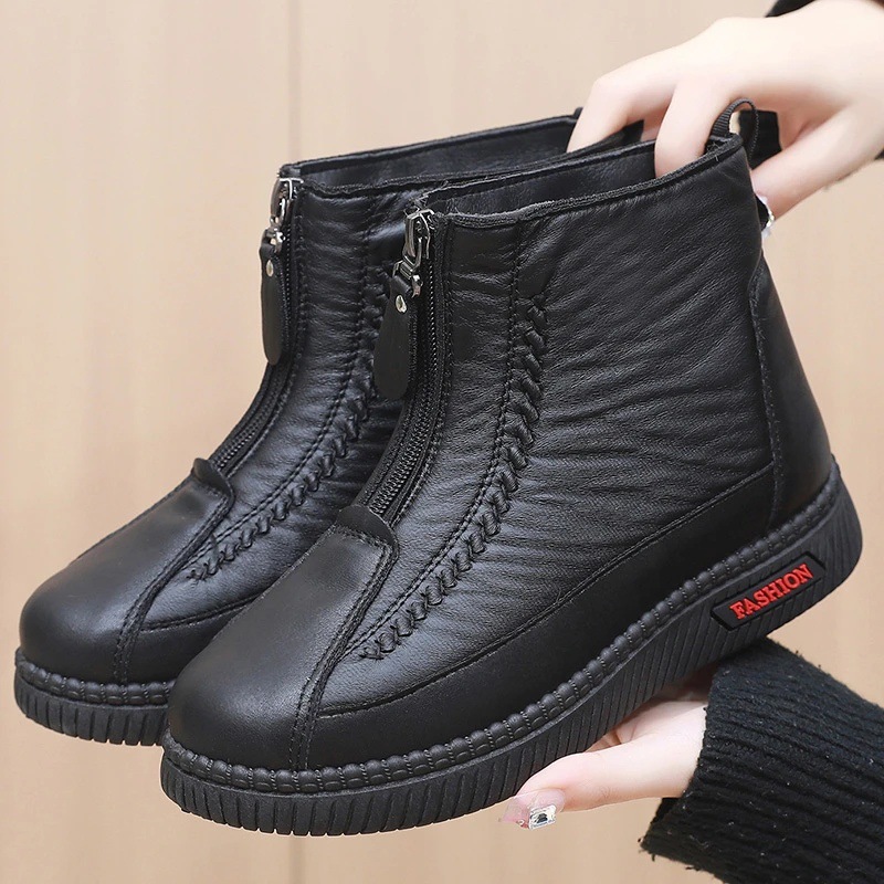 Zapatos de algodón de madres, zapatos de invierno para mujeres 2026 botas cortas antideslizantes para ancianos, botas de moda cálidas para ancianos