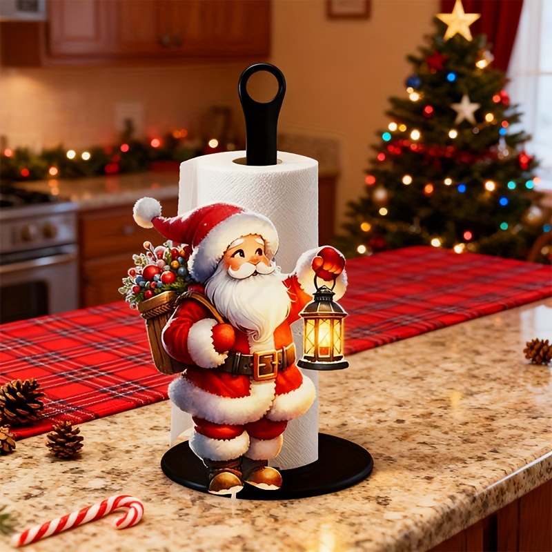 Cross-border Christmas acrylic Santa Claus tissue holder kitchen countertop roll paper storage rack bathroom standing paper holder