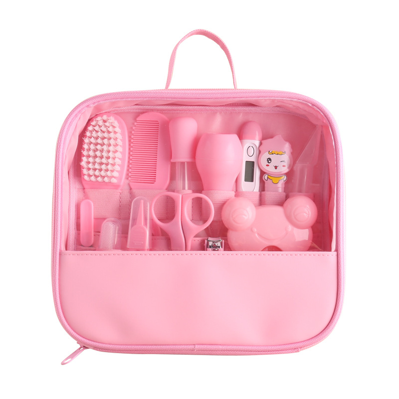 Kit portátil de cuidado infantil aspirador nasal alimentador 13 piezas de manga de dibujos animados productos de limpieza diaria tijeras de uñas para bebés image 5