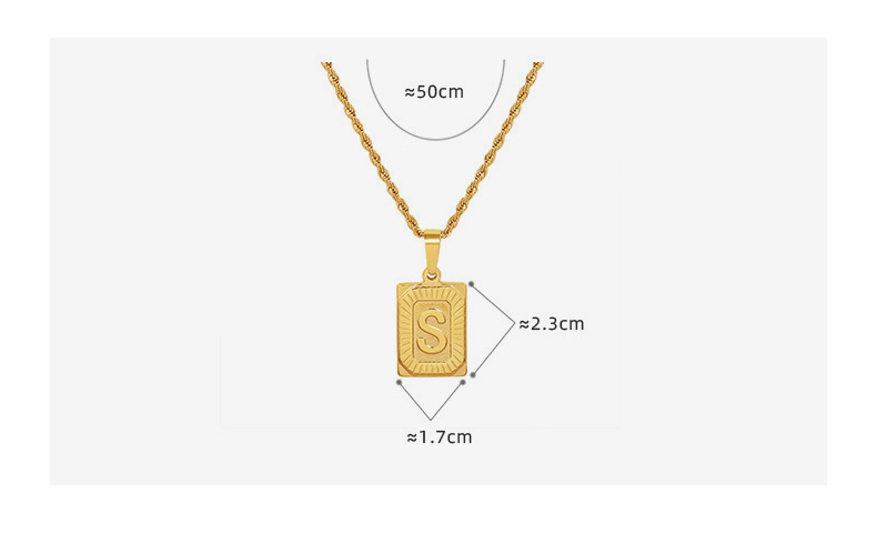 New Necklace Personality Hip-hop 26 Letter Square Titanium Steel Necklace display picture 1