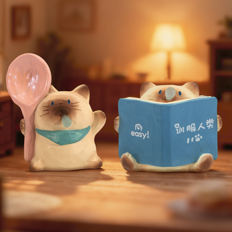 Gatos en línea calientes, gatos PAI pequeños acompañantes diarios, caja ciega, adornos de escritorio de oficina creativos para enviar regalos a amigos.