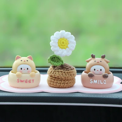 Accessories Female Creative Car – Other Automotive Interior Supplies - catfawnplush-daisypink-cushion