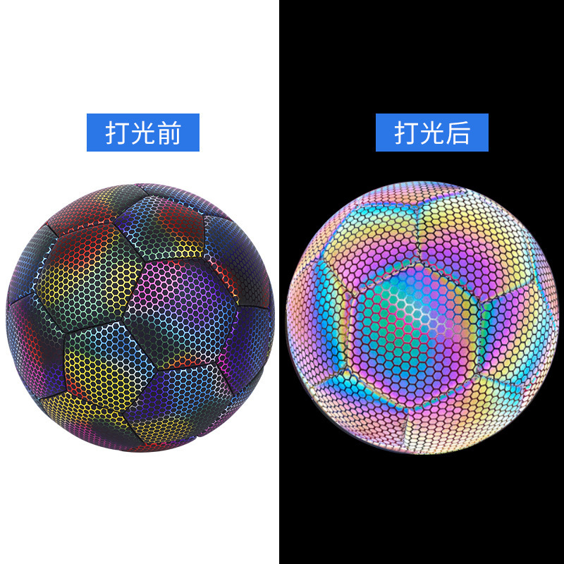 Reflectante fútbol generación transfronteriza fluorescente reflectante luminoso fútbol N ° 4 N ° 5 Pu máquina costura entrenamiento luminoso fútbol al por mayor