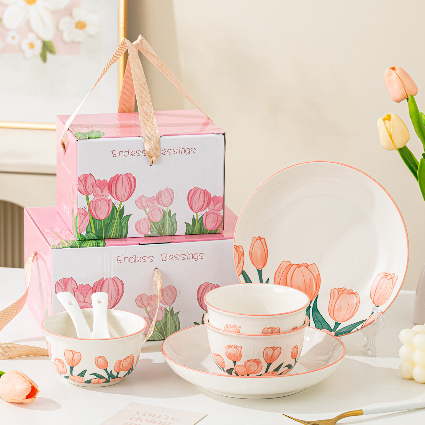 Creative Ceramic Bowls, High-Quality Bowls and Plates, Gift Tableware, Small Gift Bowls, Souvenir Bowl Sets, Gift Box Sets for Clients