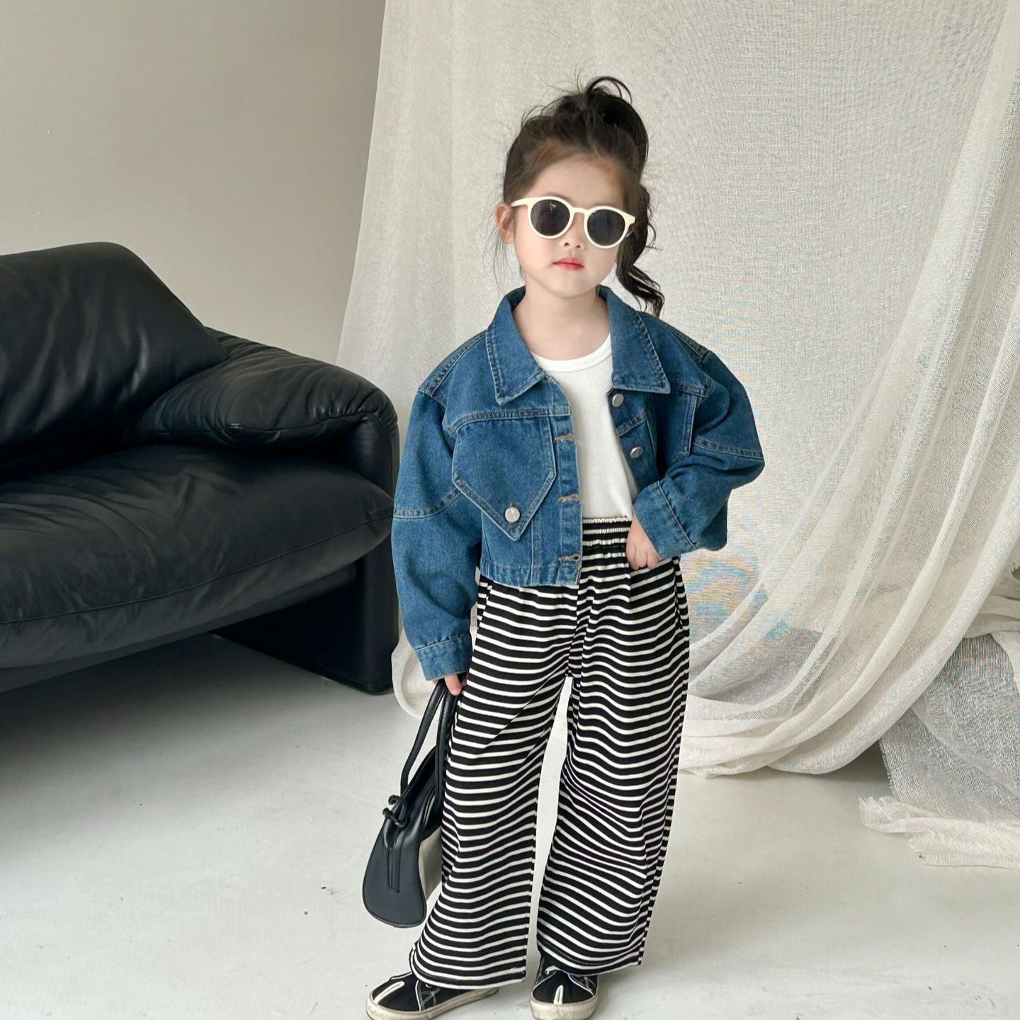 2024 Spring New Children's Clothing Korean Style Children's Clothing Girls Design Sense Denim Jacket Stylish Versatile Denim Shirt