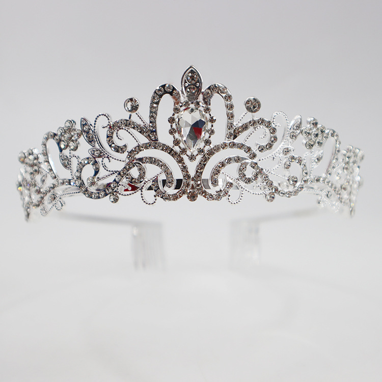Tocados de Corona Europeos y Americanos, Accesorios para el Cabello de Novia de Aleación a la Moda, Diadema de Corona de Cristal para Fiesta, Lujosa