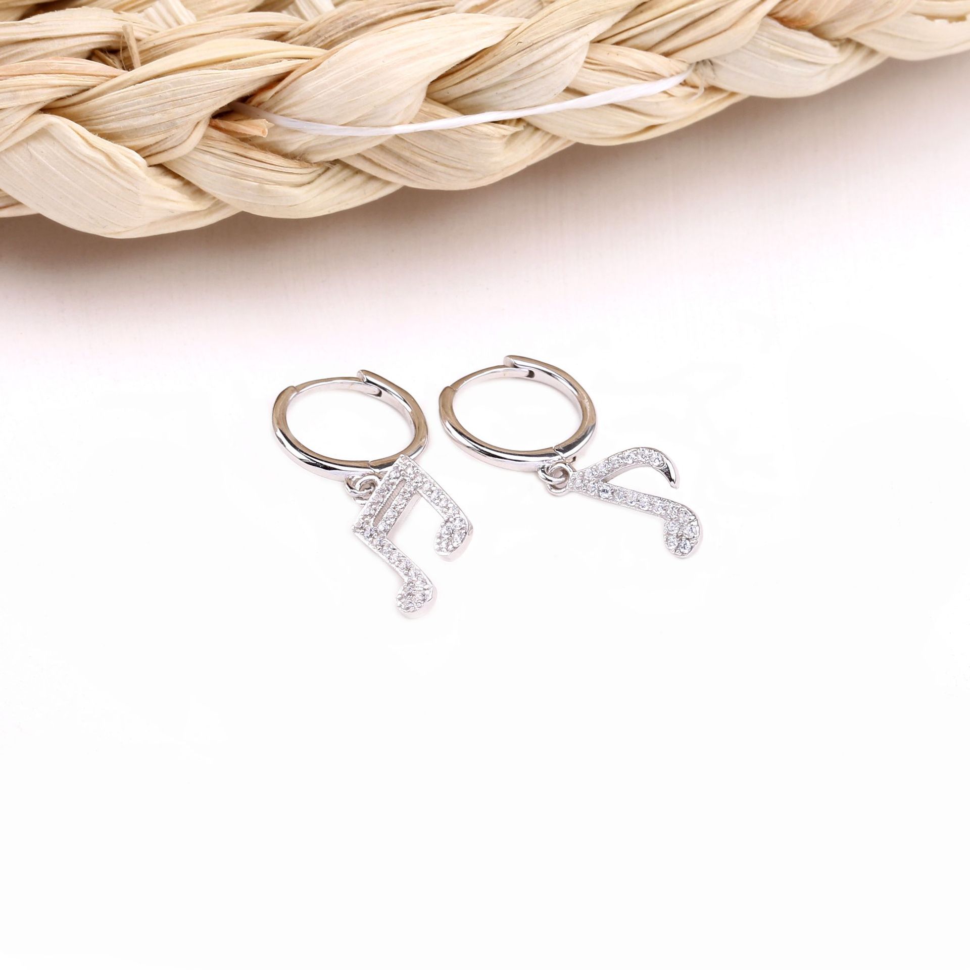 1 Pair Ins Style Modern Style Notes Sterling Silver Plating Inlay Zircon Drop Earrings display picture 4