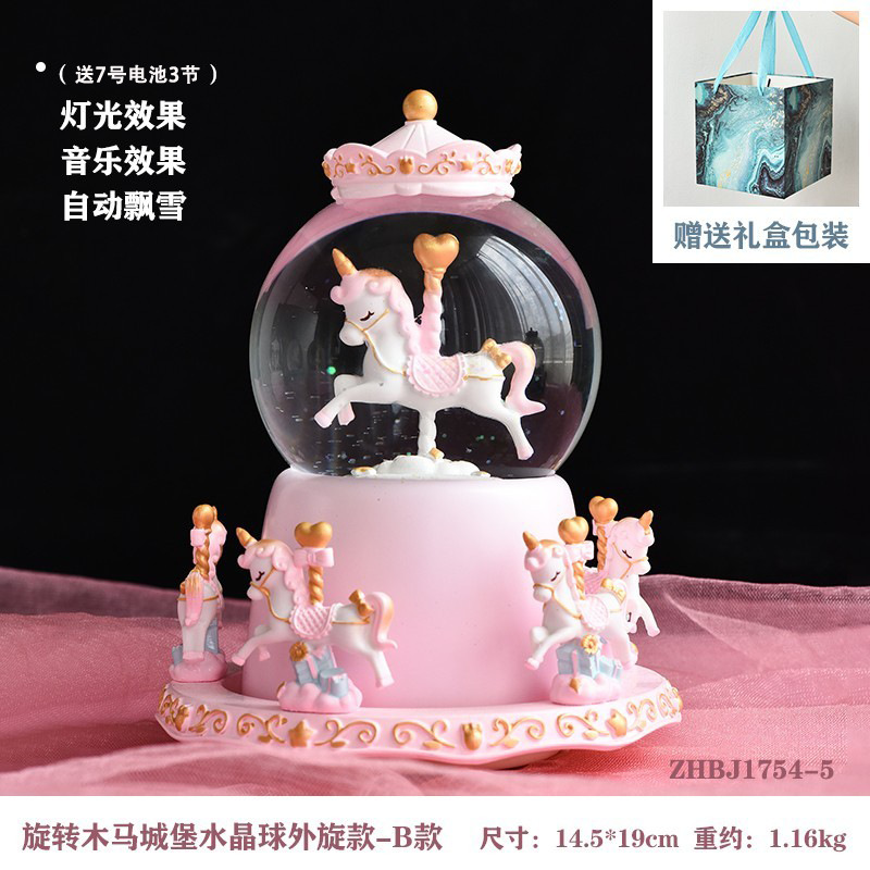 Navidad princesa bola de cristal copo de nieve caja de música caja de sonido de ocho niñas pequeños regalos de cumpleaños pequeños adornos