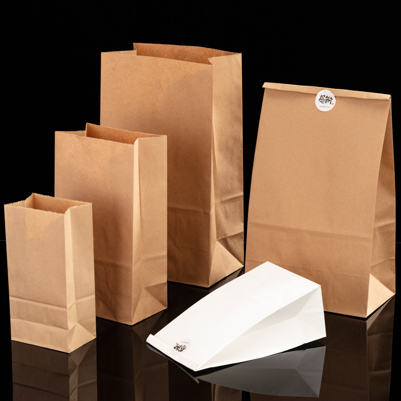 Food and Beverage Paper Bags, Kraft Paper Shopping Bags, Store's Treasure Takeaway Packing Bags, Printable Log White Paper Bags