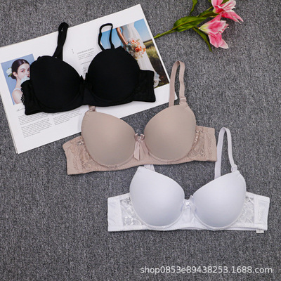 22 Japan and South Korea sexy monochrome Bras Foreign trade Lace Polyester fiber Beach cloth Adjustment type Underwear