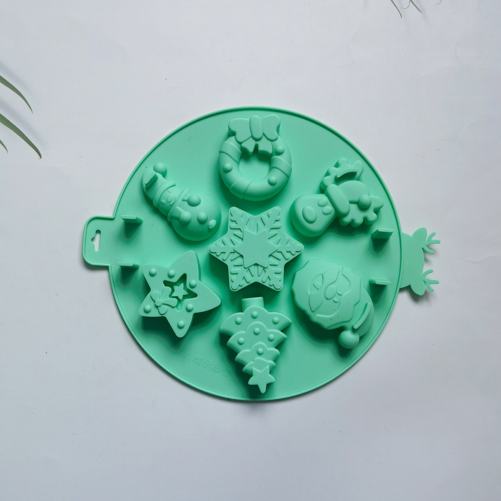 Redondo 7 Navidad 77 molde de silicona pastel helado pudín molde de postre jabón utensilios