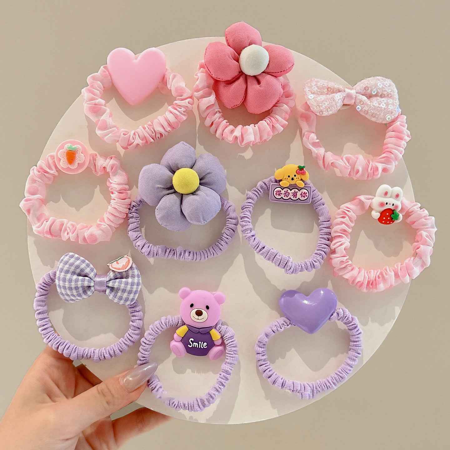 Anillo de cabello para niños joyas de cabello para bebés niñas pulgar pequeño correa de goma de dibujos animados para niñas no lastimar cabello lindos cabello