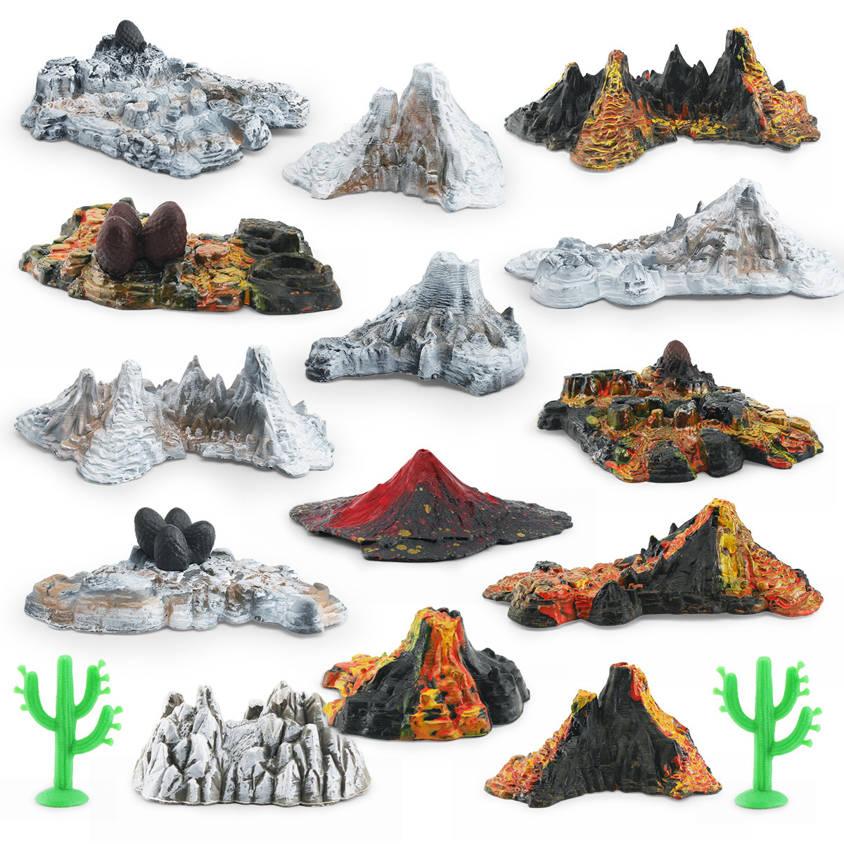 Exportación transfronteriza simulación volcánica y montaña de nieve modelo conjunto de explosión de mesa de arena estática decoración de escritorio juguetes al por mayor