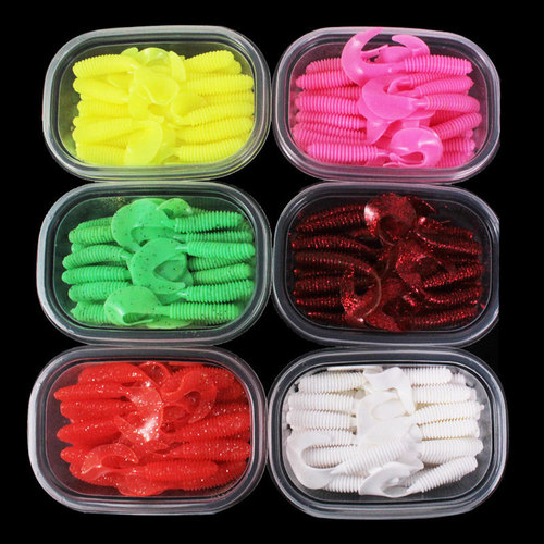 Luya bait eight-color curly tail maggot 5cm/6cm/7cm explosive fishing bait fake bait soft worm fake bait