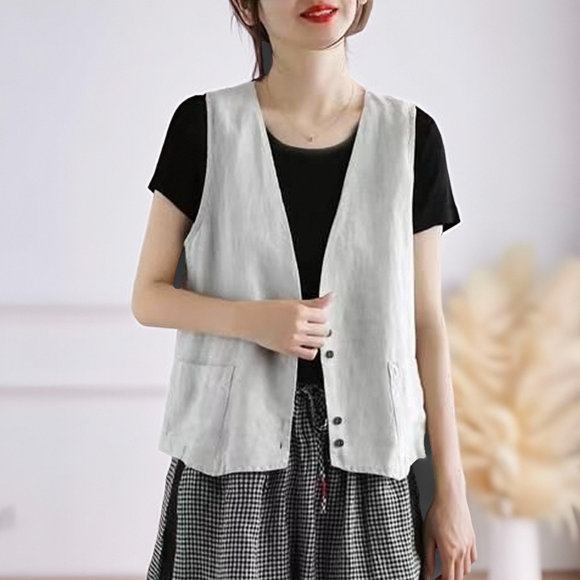 Primavera, verano, otoño, chaleco sin mangas, chaqueta, chaqueta de moda para mujeres