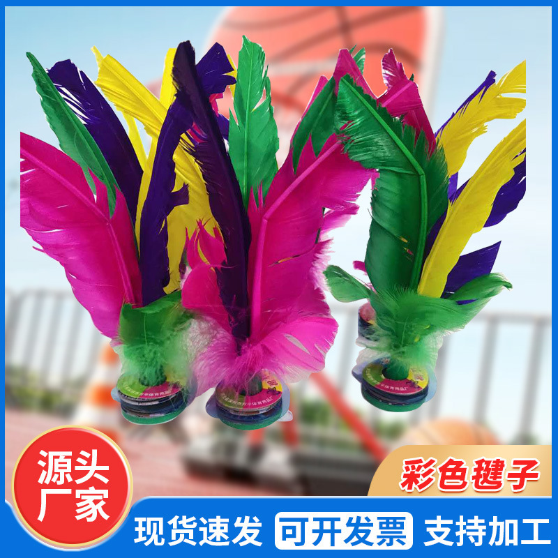 Factory wholesale goose feather color shuttlecock 21cm high adult student training test 2 yuan shop toy school