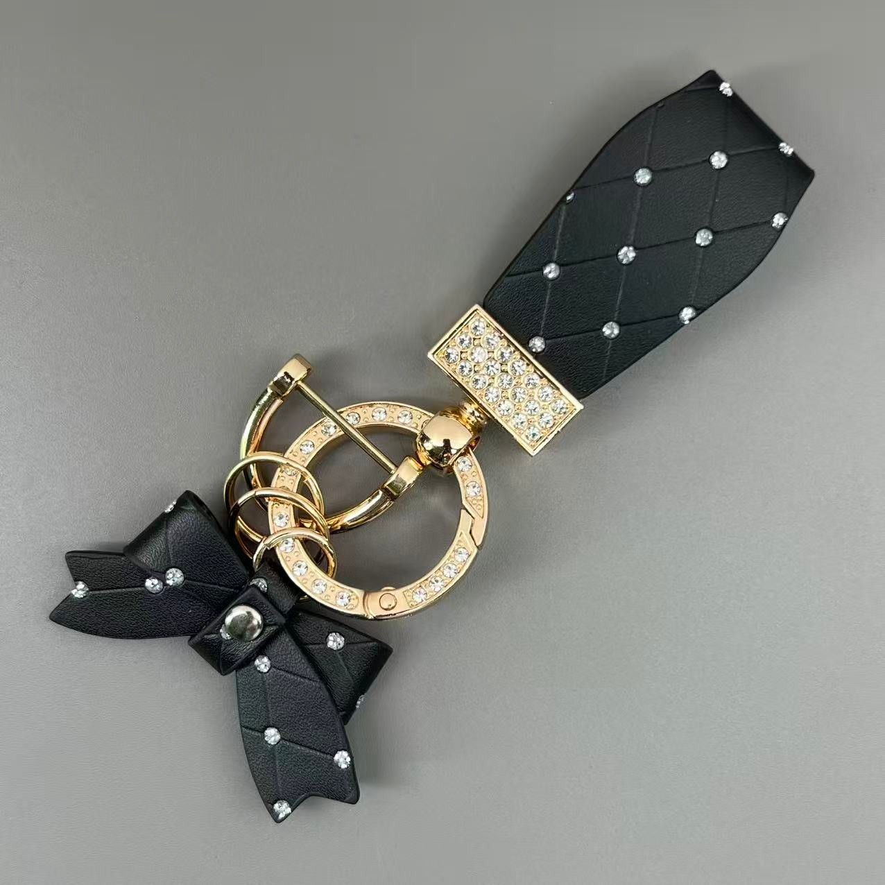 Diamond Ring Bowknot Bracelet Keychain Pendant Women's Bag Charm Keychain Car Ring Exquisite Jewelry
