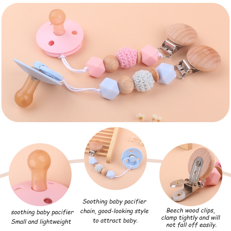 Nuevo bebé haya clip chupete cadena bebé creativo de silicona octogonal cuentas anti-caída cadena chupete traje