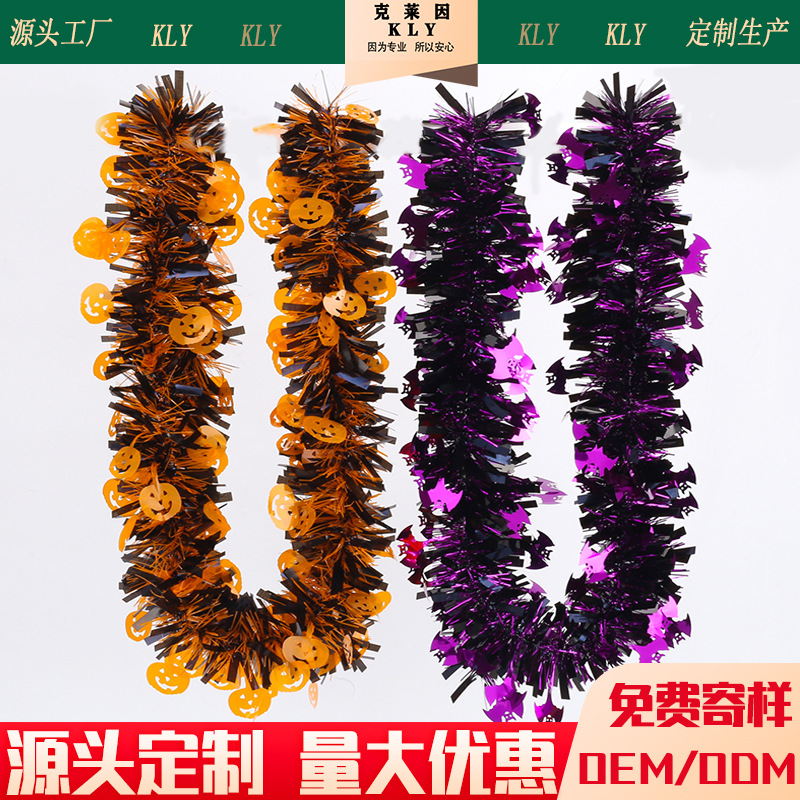 Halloween Pumpkin Streamers Colorful Ribbons Feather Bats Garland Ghost Festival Decorations Atmosphere Setup Halloween Pendants