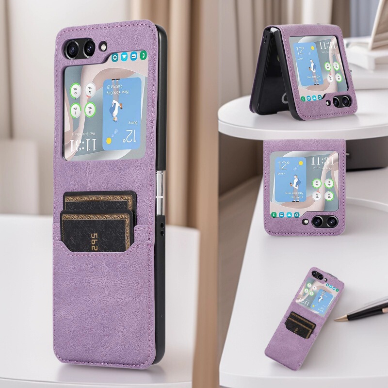 Suitable for Samsung Z Flip5 Phone Case 7Fe Skin-Feel Dual Card Slot Leather Case Flip 40% off Flip Cover Protective Case Suitable for Samsung Z Flip5 Phone Case 7Fe Skin-Feel Dual Card Slot Leather Case Flip 40% off Flip Cover Protective Case