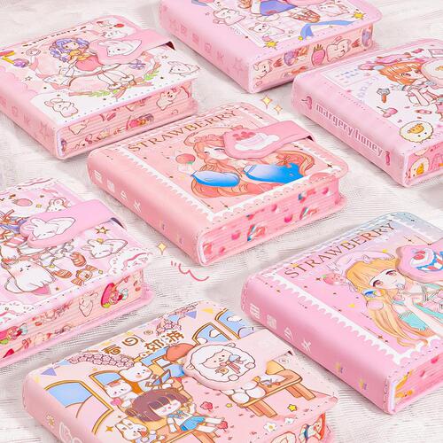 Square high-quality magnetic-closure cover diary book for students, cute mini cartoon-style creative notebook