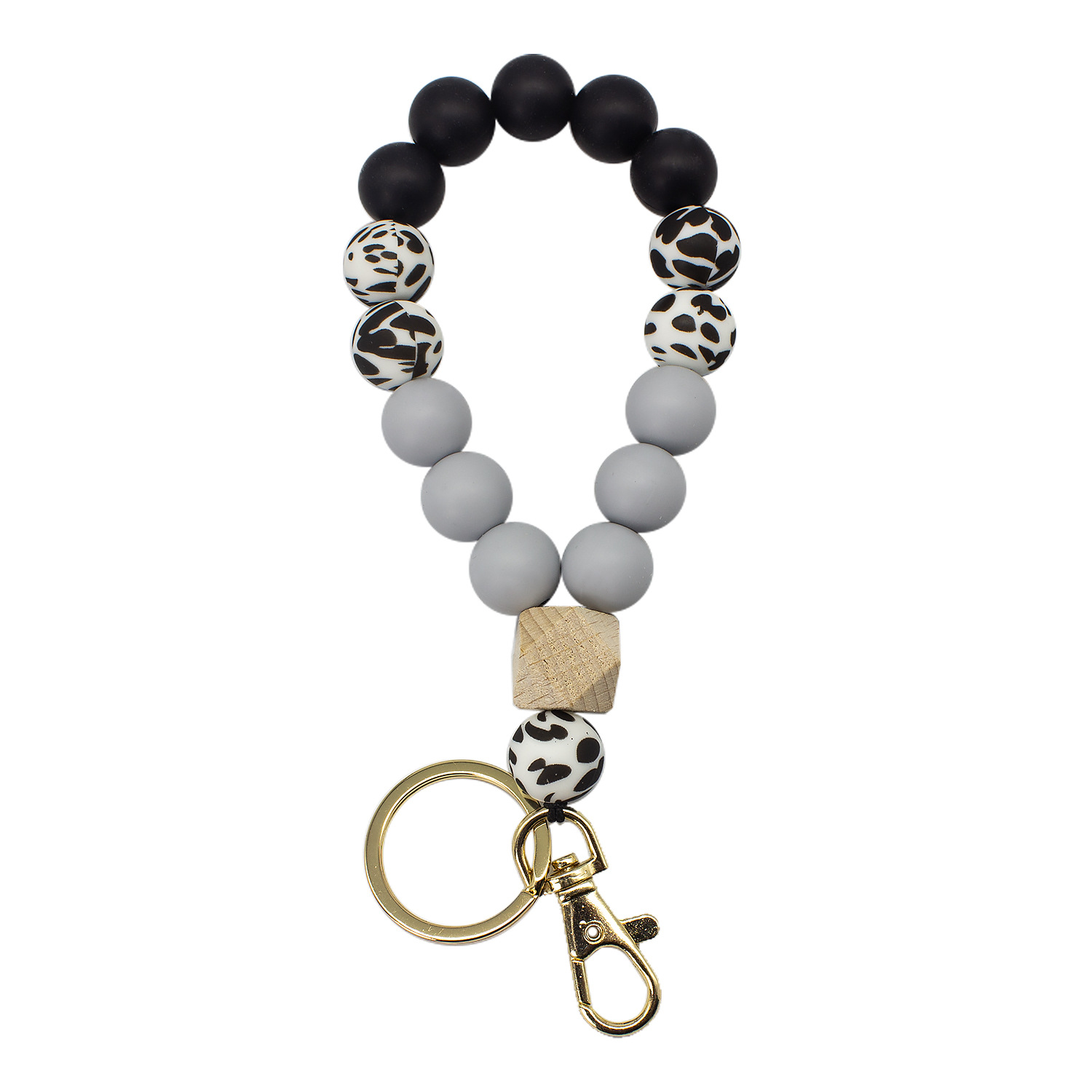 Pulsera de cuentas de silicona de color europeo y americano llavero Amazon pulsera de cuentas de estampado de leopardo de alta calidad pulsera llavero