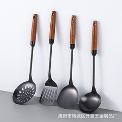 国境を越えたステンレス調理器具シャビリー木柄鍋シャベル黒鍋シャベルスプーン漏れスプーン金色調理器具用品