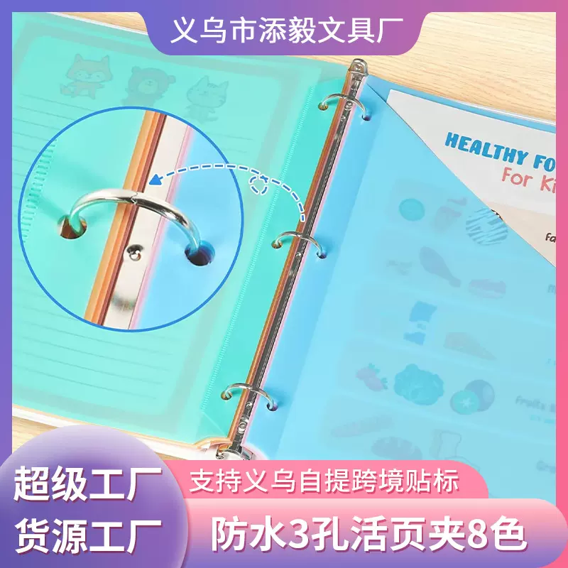 跨境热销彩色活页替芯文件夹内页6页分类索引页3孔分隔页美国尺寸