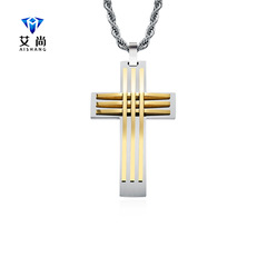 European and American niche style simple stainless steel staggered curved combination cross necklace trendy men's stainless steel pendant