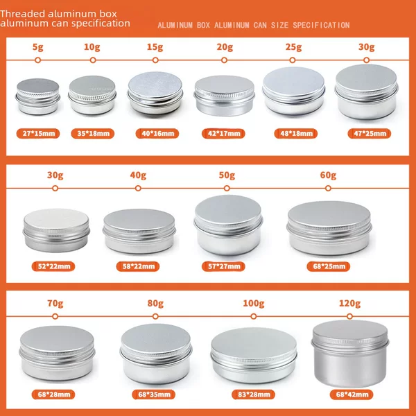 Seagate multi-specification spot round threaded aluminum box aluminum can metal makeup jewelry powder packaging small aluminum box