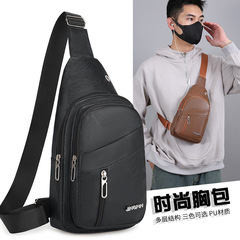 外贸新款PU皮男士胸包商务简约通勤单肩包潮流户外运动骑行斜挎包