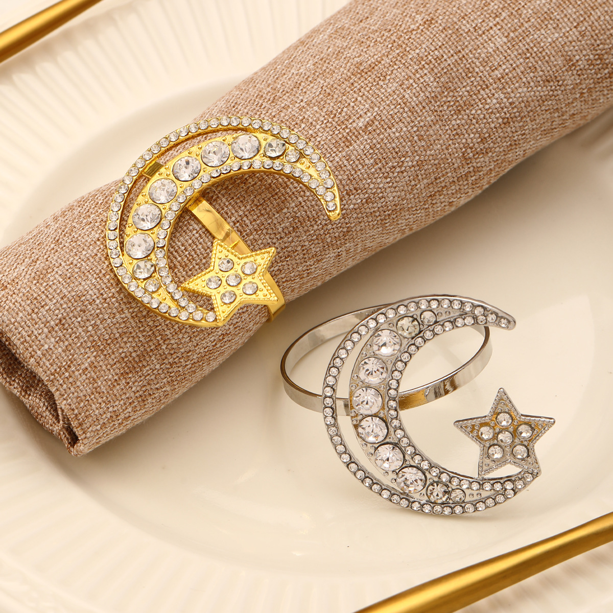 25g Weight napkin rings Kitchen and drinking utensils 1 Piece Quantity Daily Occasion Alloy Material Star, Moon Pattern Casual Style Casual Star Moon Alloy Napkin Rings 1 Piece 1