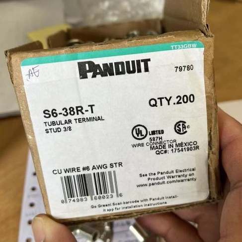 连接器原装进口接线端子线鼻子泛达PanduitS6-38R-T