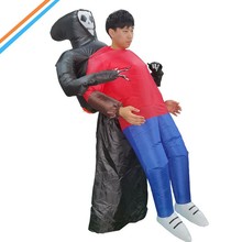 黑鬼抱人充气服装万圣节服装卡通人偶服扮表演骷髅派对黑鬼充气服