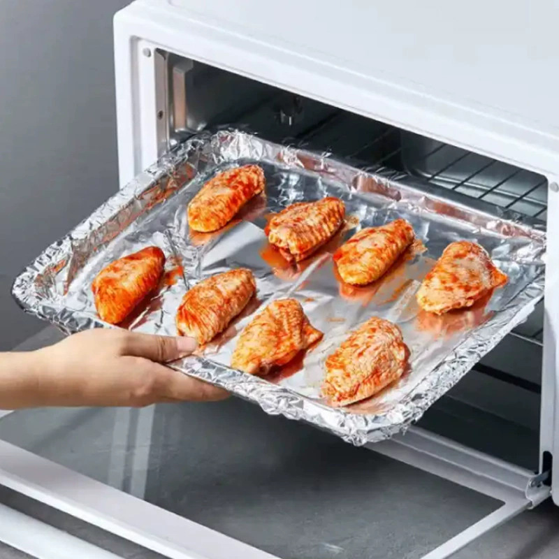 Papel de aluminio para barbacoa para horno de carne asada para batatas dulces, papel de aluminio desechable comercial de grado alimenticio
