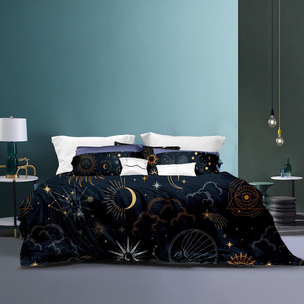 Set pattern constellation starry sky 90g matte duvet cover pillowcase_voghion.com