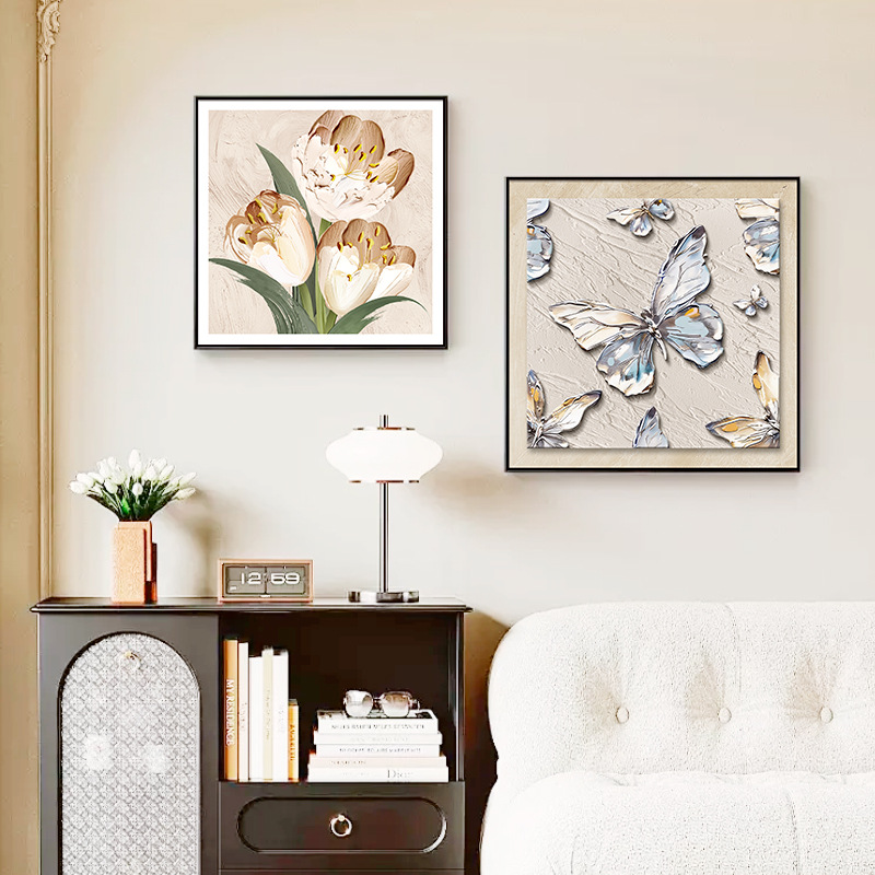 Estilo antiguo sala de estar sofá fondo pared pintura decorativa nicho retro francés pintura de muestra pasillo dormitorio pintura colgante