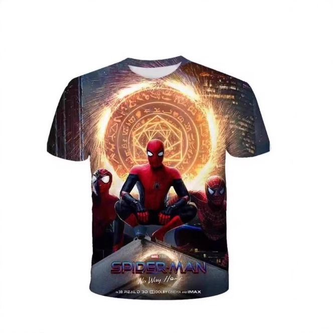 2025 Night Super Cool Fashion Miracle Spider-Man Shirt on Children's Sleeves Sports Casual Short Sleeve