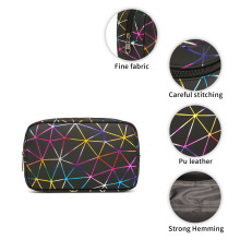 跨境炫彩几何菱格化妆包迷你网红手提包ins便捷洗漱化妆品收纳包