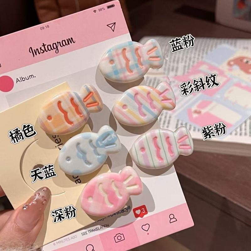 可爱闪粉鲷鱼烧发夹亮晶晶夏日透明小鱼刘海夹卡通百搭少女头饰女|undefined