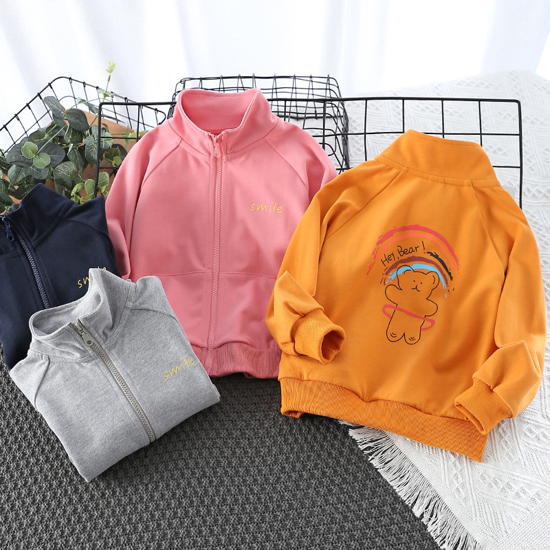 Cotton Children's Pullover Hoodie with Trendy Cartoon Print Top Loose Jacket for Boys and Girls Wholesale