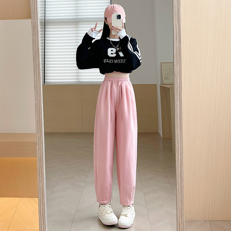 【半价福利】华棉运动休闲裤女秋冬松紧腰宽松收脚哈伦卫裤子女款|undefined