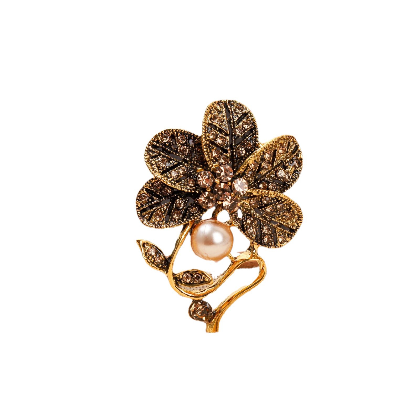 Vintage Blumenbrosche Mit Strass Und Perlen Elegantes Design_voghion.com