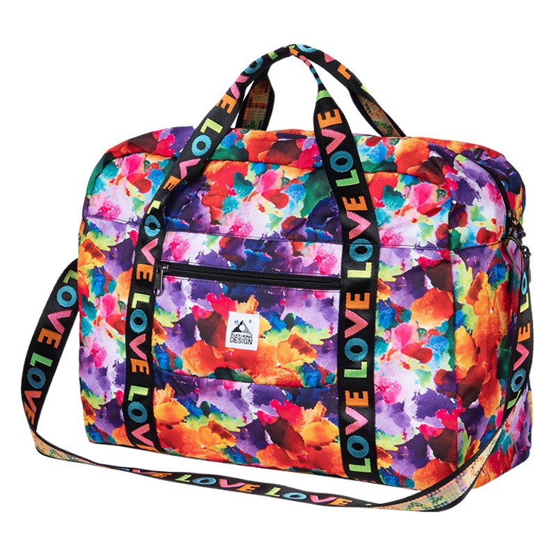 Bolsa de viaje para mujer de gran capacidad ligera bolsa de equipaje de viaje portátil puede cubrir trolley bolsa de corta distancia bolsa de almacenamiento plegable